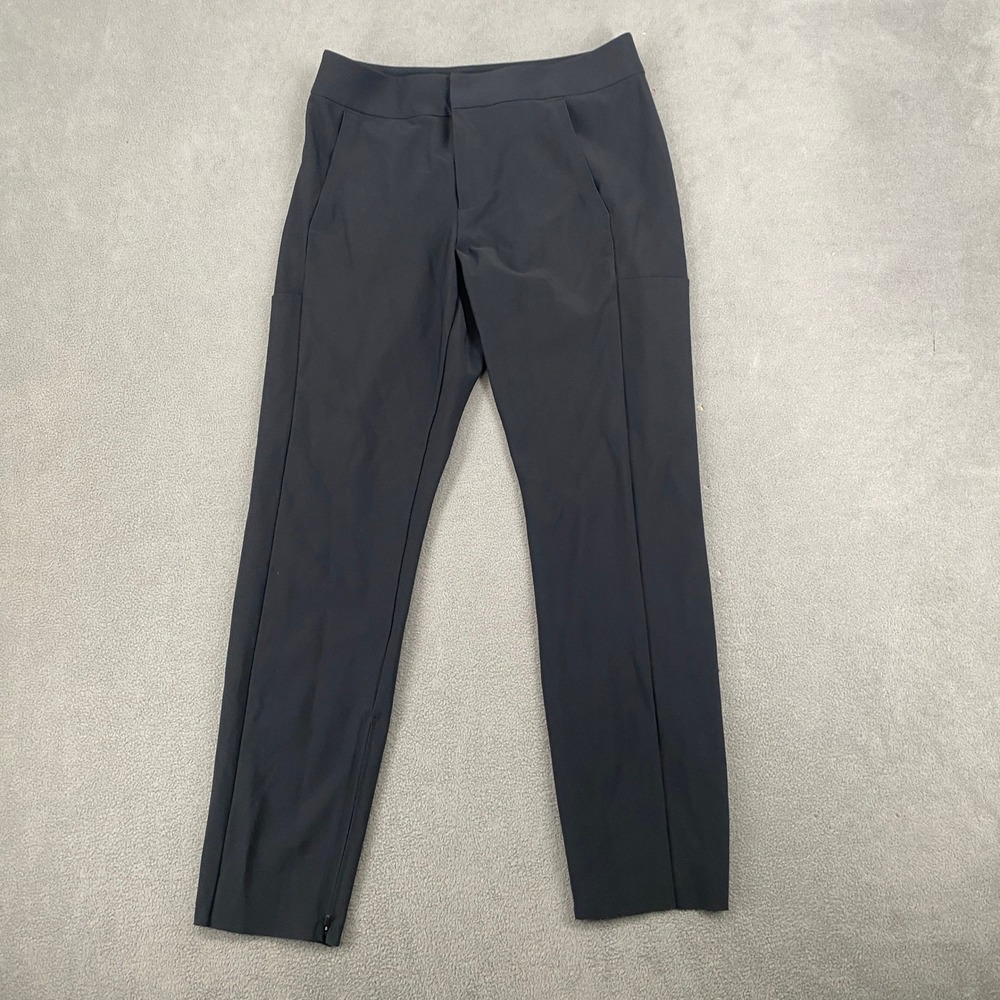 Athleta Stellar Trouser Black 4-Way Stretch Ankle Zip Travel Work Pants Size 6